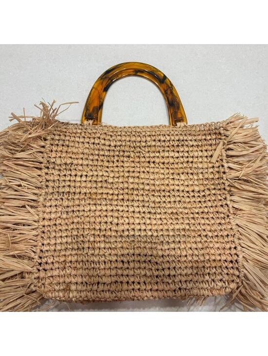 Hat Attack - Raffia Bag with Tortoise Handles - Picture 7 of 8